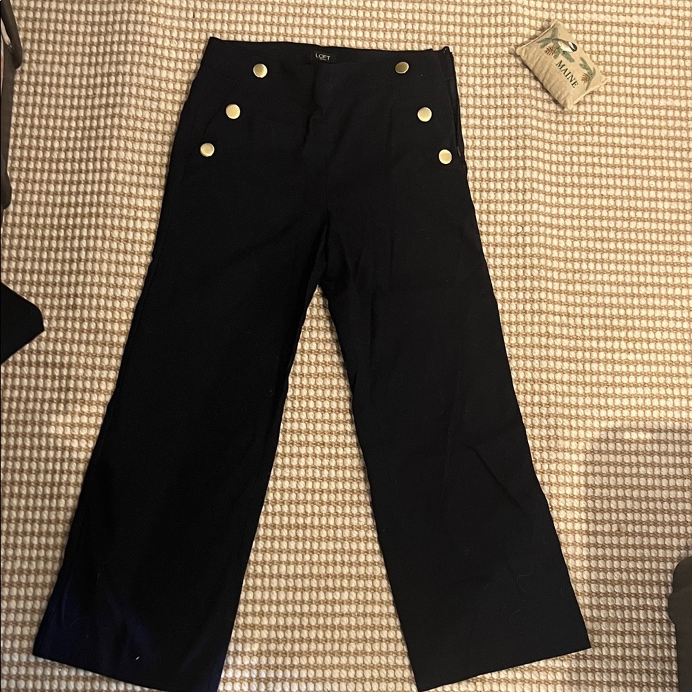 LOFT Black Pants with Gold Buttons